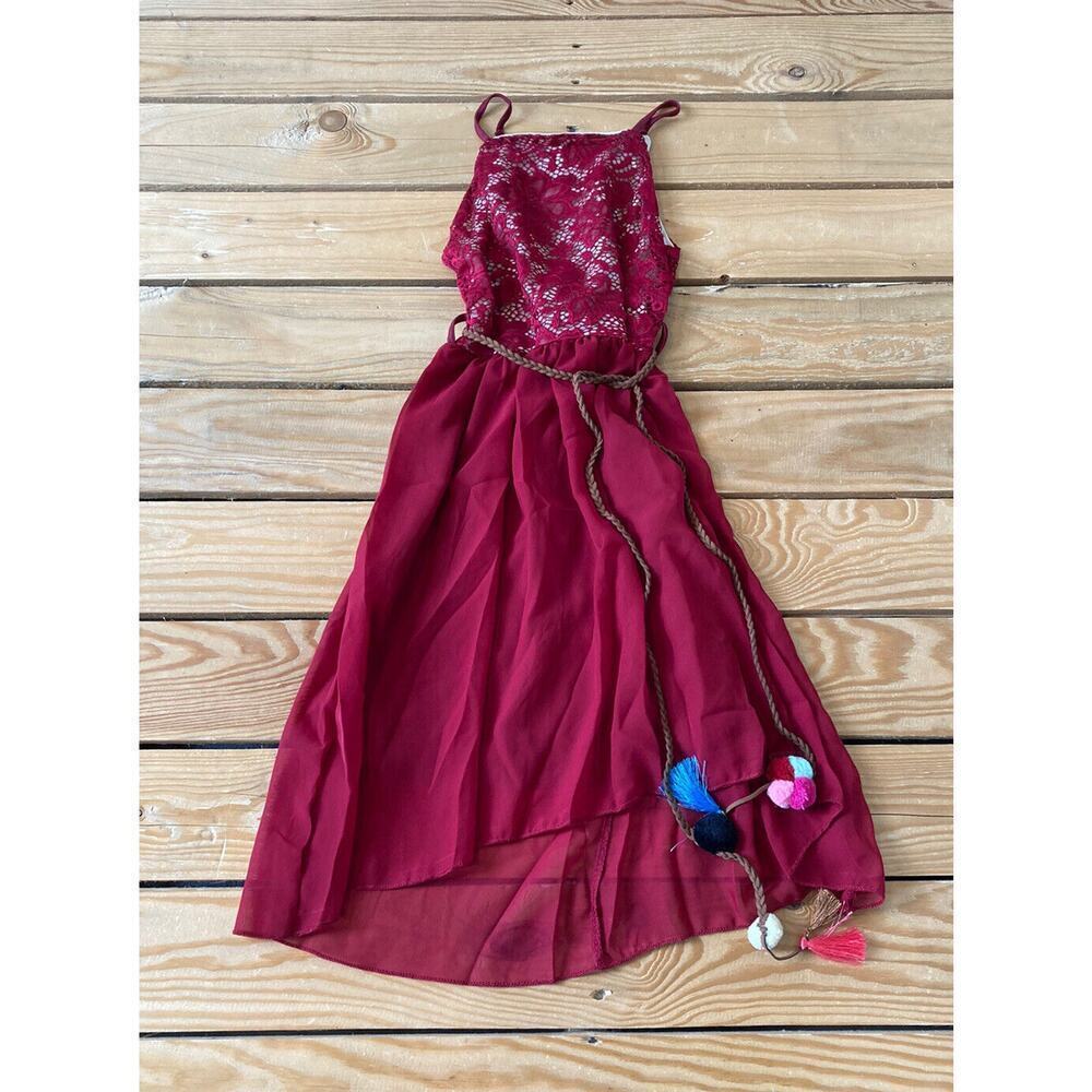 Just Kids Sleeveless Lace Pom Pom Dress Size 8 Girls Red